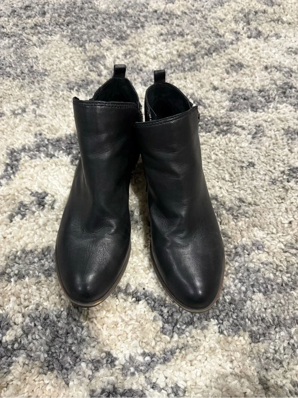 Lucky Brand Black Leather Side-Zip Ankle Boots